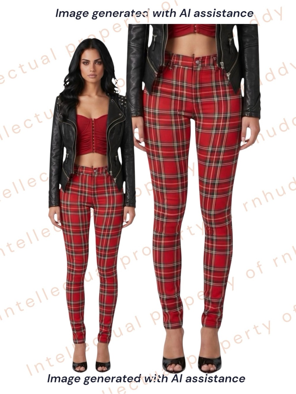 Tripp NYC size 0 (23/24w) red plaid T back jean pant